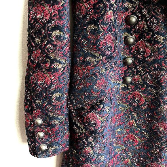 *RARE* FREE PEOPLE NWT Long Red & Purple Floral Jacket Coat Trench — Medium - Picture 8 of 14